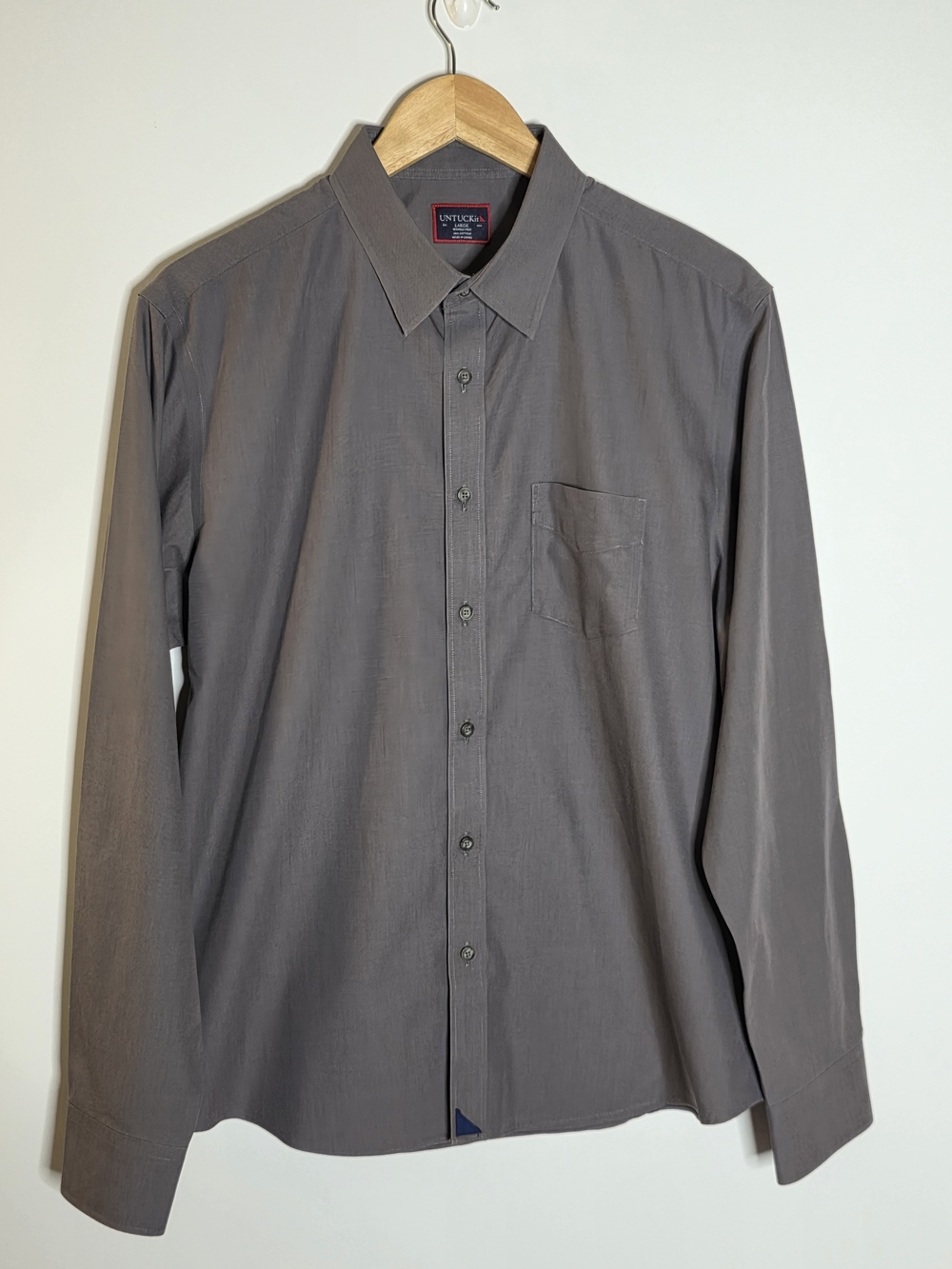 Untuckit dark Gray Cotton Shirt button up casual/dressy Classic Fit shirt